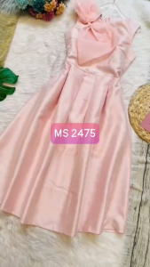 🌸 MyDu Shop | Đầm Dự Tiệc MS 2475 – Dáng Xòe Nữ Tính Nơ Vai Voan Dịu Dàng