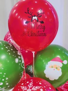 Happy Time Christmas Season Latex Balloons White Red Green Santa Claus Balloon XMAS Party Decorations Set