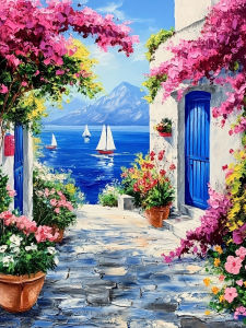 Huacan Diamond Painting Seaside House Flower Diamond Embroidery Landscape New 2026 Decorative Paintings