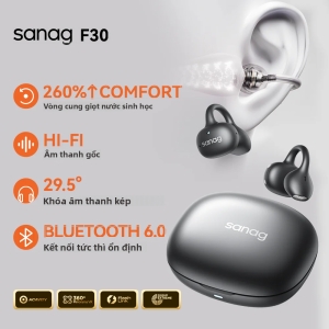 Tai Nghe Không Dây Bluetooth Sanag F30 Teardrop Arc Open-Ear Âm Trầm Sâu Tai Nghe Thể Thao Âm Thanh HiFi Có Mic Và Hộp Sạc