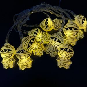 Battery Powered Spooky Mummy Halloween LED String Lights Indoor/Outdoor Room Party Decorations