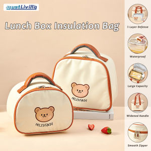 Justliving 1 cái túi giữ lạnh túi cơm trưa tròn hình trụ túi picnic cách điện chống thấm nước xách tay mang theo túi hình hộp bữa trưa bento hoạt hình cho học sinh bekas makanan