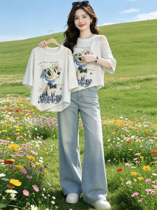 Shalldoer | Off-Shoulder Dog Print Sweet Cool Style T-Shirt