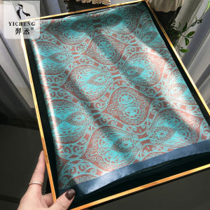 Beautiful Elegant [Totem Pattern Peacock Blue] 100%  Silk Large Kerchief Silk Scarf Shawl for Women