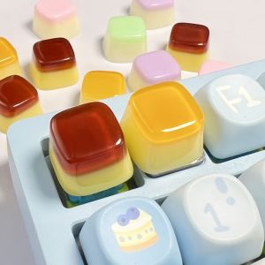 1 Máy Tính DIY Trong Suốt Thạch Pudding Keycap Cho Bàn Phím Cơ Cá Tính Trục Chữ Thập Phím Mũ Phụ Kiện