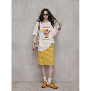 GULILI | Cartoon Yellow Polka Dot T-Shirt Skirt OOTD Summer Relax Fit Womens Outfit