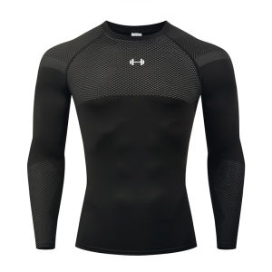 Sports T-shirt Mens Quick Drying Long Sleeved Sports T-shirt Tops Gym Fitness Tight Fitting Shirt Training Running T-shirt Men
