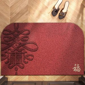 Red Anti-Slip Door Mat Entrance Way Floor Rug Large Door Threshold Dirt Trapping Mat Modern Simple Style Home Textile