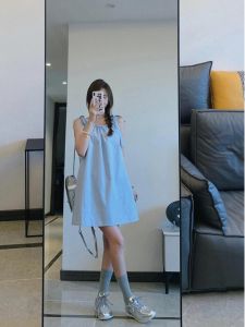 French Style Summer New Womens Slimming Belted Strap Dress Beautiful Waist-Cinching Mini Dress A-Line Skirt Ins Style Short Dress