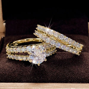Huitan Hot Fashion Set Rings: Bling Bling CZ Stone Jewelry for Women