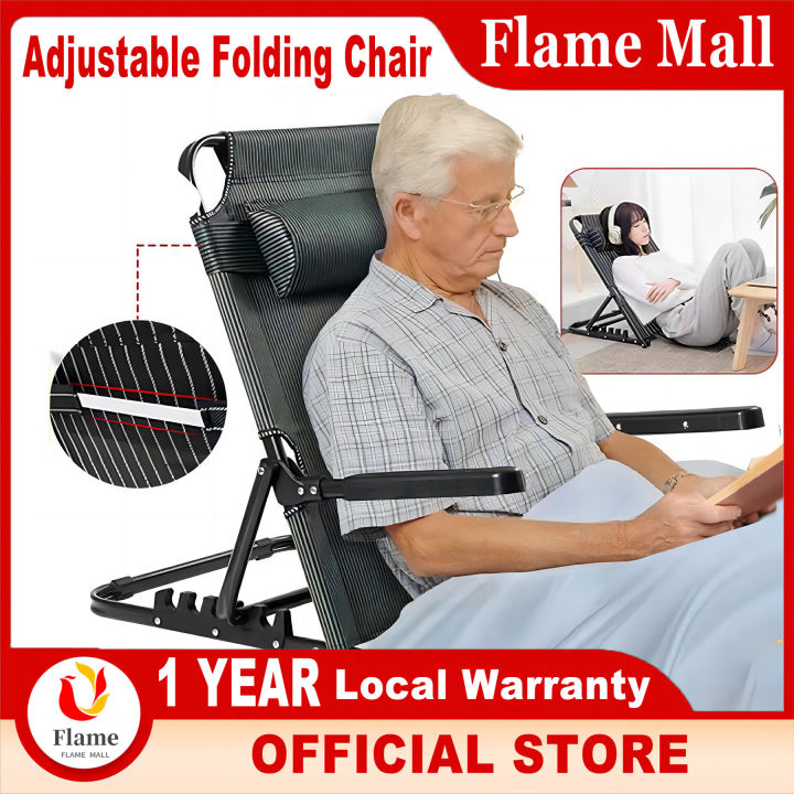 Bedchair Folding Recliner 7 Positions Adjustable Computer Chair Lazy