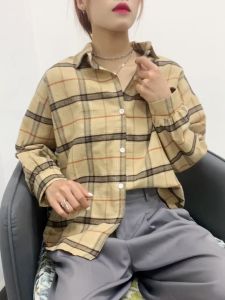 【Dandelions】Korean Plaid Blouse for Women Kemeja loose vintage plaid Shirt long sleeve office Joker shirt Casual Comfortable Loose Jacket Student Plus Big Yards Shirt tops Ready stock baju baju wanita lengan panjang