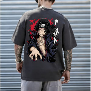 Bandai | Naruto Uchiha Itachi T-shirt Mens Anime Pattern Printed Short Sleeve Fashion High Quality Trendy Cotton Top