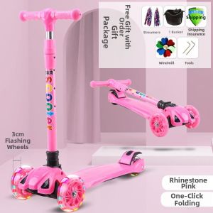 LIWAN | Folding Kids Scooter - Boys and Girls Toy Scooter for Ages 2-6-8 - One-Wheeled LED Light-Up Scooter