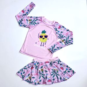 Princess Style Long Sleeve Childrens Swimsuit Cute Girls Swimwear Thermal Spring Swimming Costume Childs Separate Swimsuit