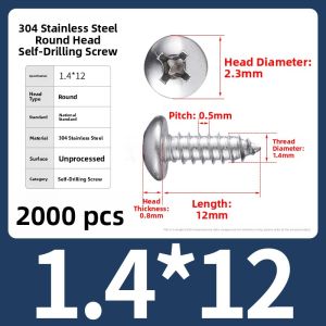 BAIRUITE | Self-tapping Screws with Round Head and Pan Head