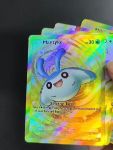 Keeppley | 4Pcs DIY TCG Pokemon POCKET English Collection Cards Lugia EX Mantyke Nihilego Ho-OH EX  Classic Game Anime Cards Gift Toys
