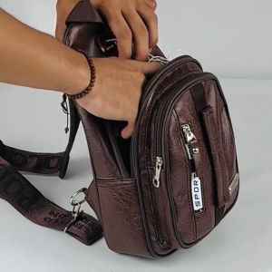 Tas Selempang Bahu Pria SlingBag Kulit PU LETHER