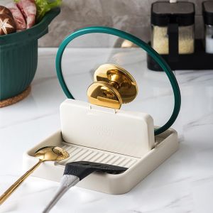 Spoon Rest with Lid Holder Stove Top Spatula Ladle Pot Lid Utensil Rest for Countertop Kitchen Gadgets Accessories for Cooking