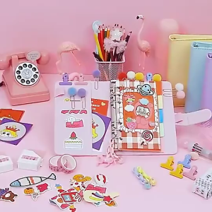 EmmAmy® DIY Diary Notebook Set with Multiple Material Tools /Tape and Sticker- Girls Gift Set
