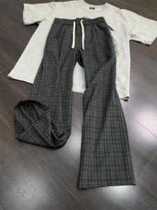 Quần Dài Nam Vải Lụa Tuyết Kẻ Caro Phong Cách Mỹ Cổ Điển Mùa Hè Mỏng Quần Dài Thường Ngày Cleanfit Cạp Cao Quần Ống Đứng