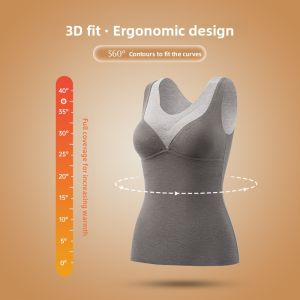 Miiow | Warmth Innerwear Womens Integrated Vest Top With Chest Pad Autumn Winter Base Layer Shirt Simple Style Fleece Lined Vest
