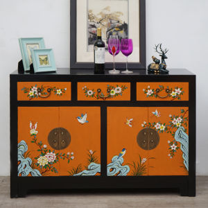 New Chinese Style Solid Wood Sideboard Cabinet Tea Cabinet Equipment Sideboard Hallway Shoe Cabinet Elm Restaurant Partition Locker Wine Cabinet