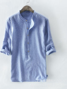 Casual mid Sleeve Button up Mens Shirt Pure Color Youth Leisure Breathable Comfortable Fit for Daily Wear Spring Autumn Winter