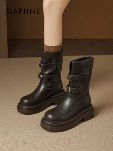 Daphne Brown Martin Boots Womens Short Boots Thick Bottom High Tube Retro British Style Autumn Winter New Arrival Fashion Boots