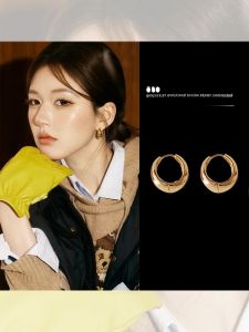 Zhao Lusi Same Style French Golden Bean Ear Ring Special-Interest Design Metal Water Drop Earrings Accessible Luxury Fancy Ear Clips Earrings