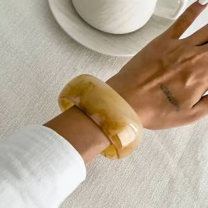 Ingemark 3 Styles Hip Hop Chunky Thick Resin Bangles for Women New Goth Geometric Wide Arm Bracelets Grunge Jewelry Steampunk