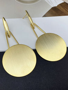 Elegant Long round Metal Hoop Earrings Women Fashionable Unique Vintage Style Statement Jewelry Ear Cuffs Geometric Pattern