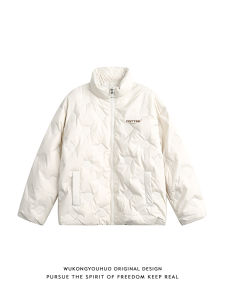 Guang มีสินค้าเสื้อขนเป็ดคอตั้งอัดจีบดูแพงสำหรับฤดูหนาวเสื้อกันหนาวบุใยฝ้ายให้ความอบอุ่นขนเป็ดขาว90ทรงหลวมแบรนด์ยอดนิยมสำหรับทั้งผู้ชายและผู้หญิง