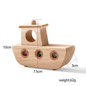 Baby Montessori Toy Wooden Boat With Rolling Glass Beads Model Creative Exercise Baby Hand Eye Coordination Game Children Gift