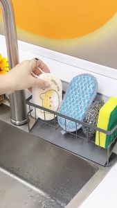 [Tặng thanh treo khăn] Kệ Đựng Đồ Rửa Chén Bát Giá Để Giẻ Rửa Chén Trên Bồn Có Khay Nghiêng Thoát Nước Bằng Thép Carbon