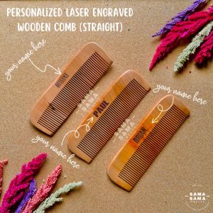 Personalized Laser Engraved Wooden Comb Straight