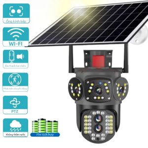 Camera IP Năng Lượng Mặt Trời Không Dây 8MP 4K Ngoài Trời Hai Ống Kính Wifi V380 Pro Camera An Ninh CCTV Với Tầm Nhìn Ban Đêm PIR Và Âm Thanh Hai Chiều