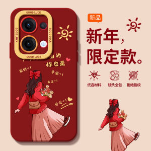 Silicone Phone Case for Oppo Reno13 New Model 12 11 Red 12Pro High End Womens Style 9Pro with Lanyard Pro+ Stand 8 Anti-Fall