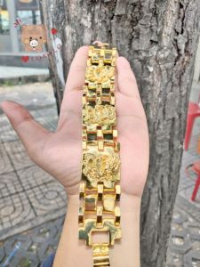 (Có Video Thật) Lắc Rồng Nam Bản To Chạm Khắc Tinh Xảo Mạ Vàng 24K Y Như Thật - Đeo Không Khác Đại Gia - Lokalo 26822