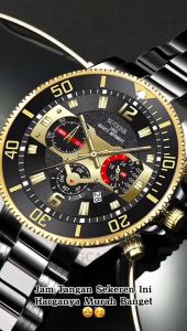 SRD Jam Tangan Pria Original Asli Kuarsa Pria Bisnis Santai Jam Tangan Cowok Keren Anti Air COD Model Gerigi Diamond Stainless Steel Band Belt Watch Waterproof Tahan Air Luminous Display Nyala Tempat Gelap HOT Kalender Desain Mewah Simple - JPN-01