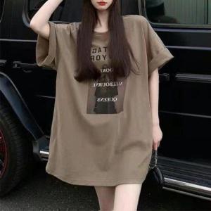 Loose Mid-Length Womens T-Shirt Short Sleeve Summer Elegant Style Inner Wear Base Shirt Trendy Outerwear Casual Fashion