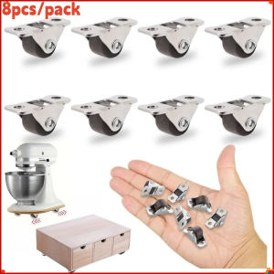 8Pack Mini Fixed Caster Wheels 1 inch Silent Small Wheels TPR Rubber Low Profile Caster for Furniture Rolling Cabinet Trundle