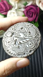 Premium Grade 7A Silver Obsidian Crystal Stone Dragon Pendant 精品收藏级招财银曜石立体精雕龙牌吊坠