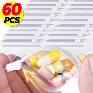 60PCS Small Self-sealing Clear Bag Pill Dispenser Bags Protable Jewel Pouch with Sliding Zipper Waterproof Travel Storage Bags