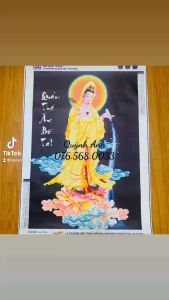 Tranh đính đá PHẬT QUAN ÂM 70x50cm đã đính lg1542