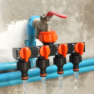 KOSSO ข้อต่อ ก๊อกน้ำ 4 ทาง ข้อต่อสวมเร็ว มีวาล์วเปิด-ปิดแยก ขนาด 1/2 (4หุน) และ 3/4 (6หุน) รดน้ำ อะแดปเตอร์ตัวแยก 4 ทาง ก๊อกสนาม4ทาง สปริงเกอร์ 537 FSA