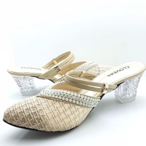 Clovers Dinda Sendal Pesta / sendal Burkat Hak Kaca Wanita 5cm