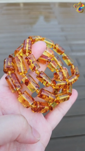Collection Grade Flower Amber Barrel Bracelet