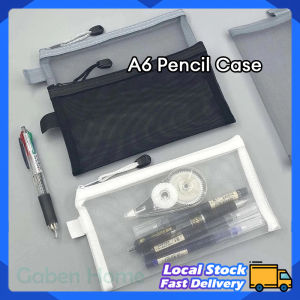 Mesh Pencil Case Transparent A6 Zipper Pouch Solid Color Pen Storage Bag Student Stationary Organizer Office Supplies 笔袋