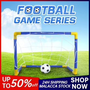 Football Frame Set Kids Sports Toys For Ages 3+ Indoors Outdoors Soccer Goal Net Set Football + Pump Mini Goals Plastic Gate